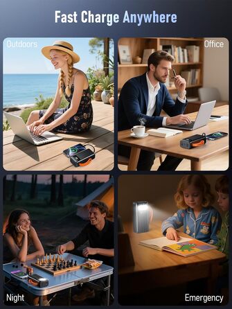 Портативний зарядний пристрій Power Bank 50000mAh з PD 30W, LED-дисплеєм, 7 виходами, ліхтариком та USB-C кабелем. Чорний.