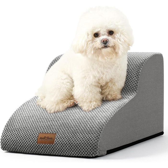 Dog Stairs for Small Dogs 50cm, Pet Stairs for Bed made of High-Density Sponge, Dog Stairs Dog Ramp with Washable Cover and Non-Slip Bottom, 40x72x50cm, 4 Steps, (Gray, 2 Steps (40x50x30cm))