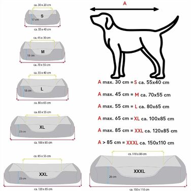 Ліжко для собак BedDog Teddy, зручне диван-ліжко з Cordura та мікрофібри, чорно-коричневе, розмір L, 80 x 65 x 18 см