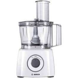 Кухонний комбайн Bosch MultiTalent 3 MCM3200W, 800 Вт, 30 функцій, універсальний ніж, насадки для нарізки та натирання, вінчик, білий, чаша 2,3 л, блендер 1 л, комплект аксесуарів XL