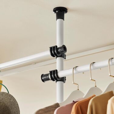 SoBuy KLS03-SCH Clothes Rack Coat Stand with 4 Clothes Rails Telescopic Wardrobe System Adjustable Shelf System Bra Approx. 124-226x200-285cm (White)