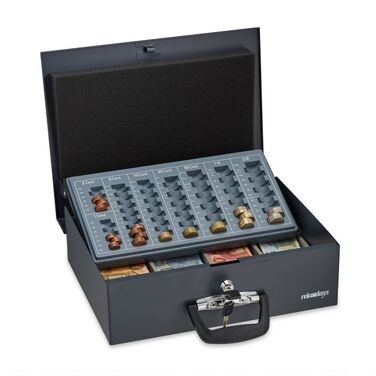 Relaxdays Black Cash Box Дошка для підрахунку євромонет