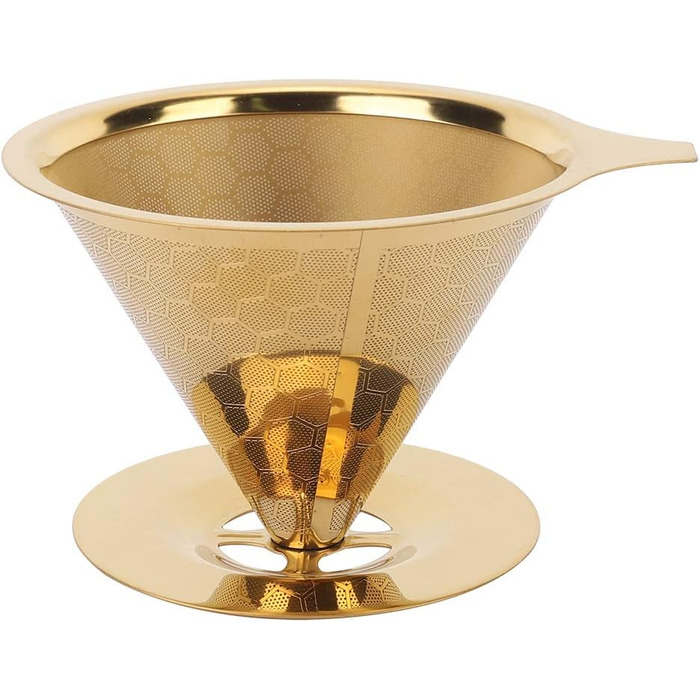Золотий фільтр для кави Pour-Over з нержавіючої сталі, бджолині соти, багаторазовий, без паперу