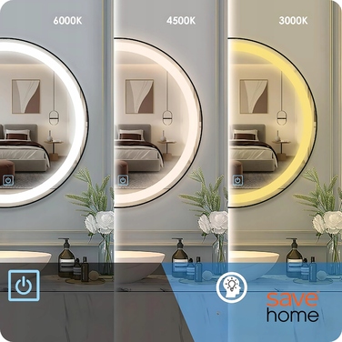 Настінне кругле дзеркало Save Home у пластиковій рамі, 600 x 600 мм
