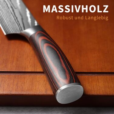 Професійний кухонний ніж Plys Kochmesser 20 см: гострий ніж з нержавіючої сталі з вуглецевим покриттям, ніж шеф-кухаря з ергономічною ручкою, срібляста клинка
