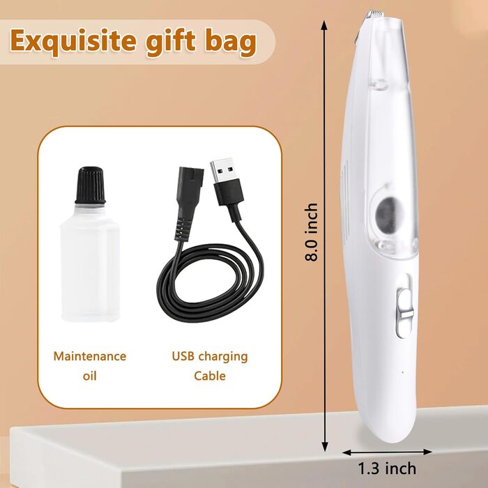 Машинка для стрижки собак зі збирачем шерсті та подвійними лезами, триммер для лап з 2 швидкостями, тиха машинка для лап, очей, вух, обличчя, тіла (біла)