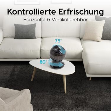 Вентилятор Iris Ohyama Woozoo 30 м², чорне дерево, 5 швидкостей, з пультом, осцилюючий, тихий, настільний, портативний