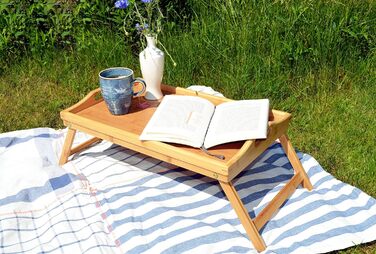 Столик для ліжка з бамбука Elbmöbel: столи для сніданку, приліжкові столики, крінні столики. Легкий у догляді, 50x30x26 см