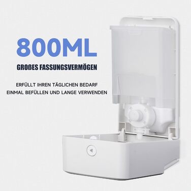 AIKE AK1006 800ML Soap Dispenser Wall Mount No Drilling, Manual Wall Soap Dispenser Made of Plastic, Liquid Soap Dispenser for Public Use, White