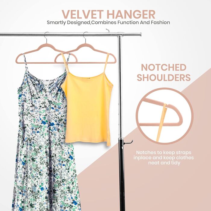 Utopia Home Premium Velvet Clothes Hangers - 50 Pack - Non-Slip & Durable Clothes Hangers - Pink Clothes Hangers with 360 Degree Swivel Hook - Heavy-Duty Clothes Hangers