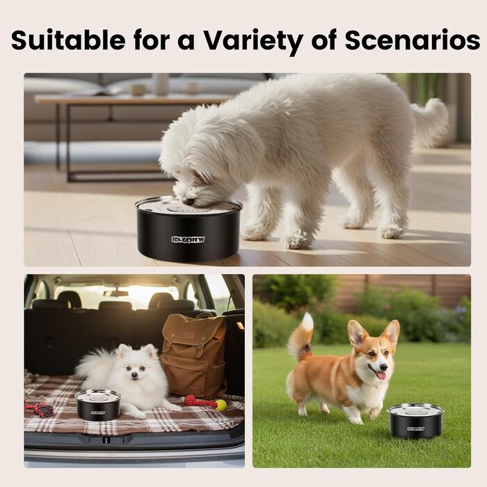 Миска для собак без облизування, нержавіюча сталь, 1л, чорна. Миска проти облизування з неслизьким дном, легко миється, для собак