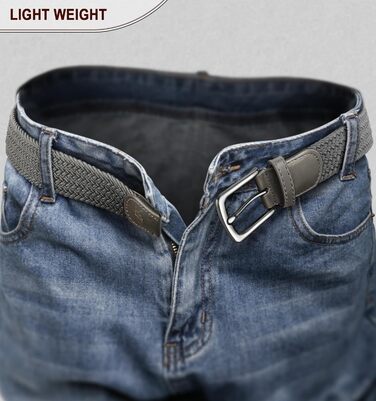 Плетені ремені KEMISANT 2 шт. для чоловіків та жінок, еластичні, тканинні, 35 мм, регульовані (бежевий/темно-сірий)