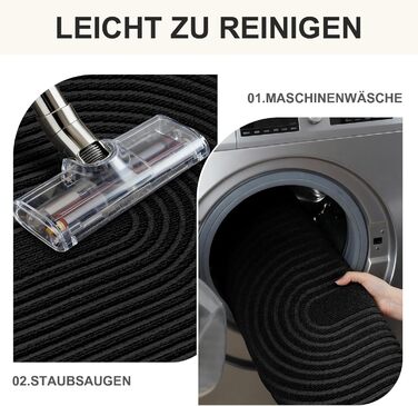 Килимок вхідний FEOMOS 60x90 см, протиковзний вологопоглинаючий килим для дому, передпокою та кухні, чорний