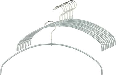 MAWA Clothes Hanger Light, Set of 20 space-saving and non-slip hangers, ideal for T-shirts, tops and light sweaters, with a 360° rotating hook and non-slip coating, 40 cm, Silver