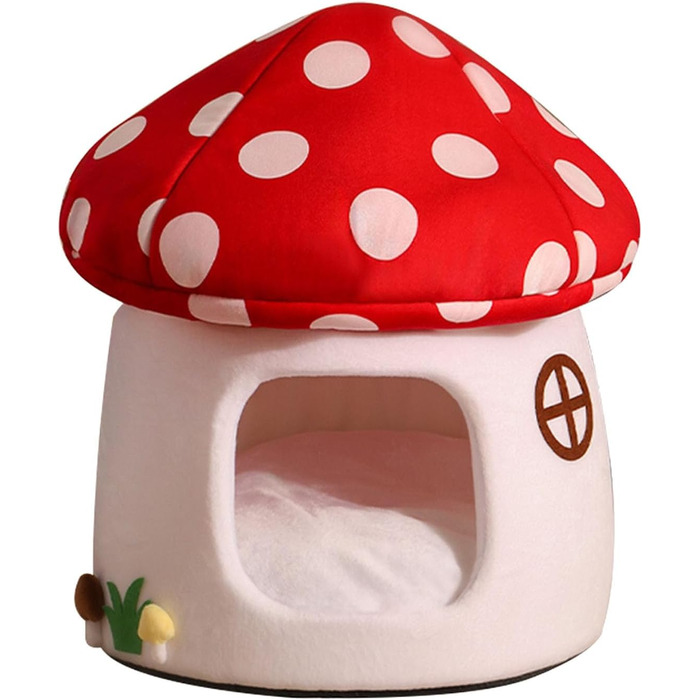 Кігтечка-ліжко для котів Pilz з знімним подушкою, м'яка та тепла, когтеточка-печеринка, для котів та маленьких собак (50x47см, Червоний)