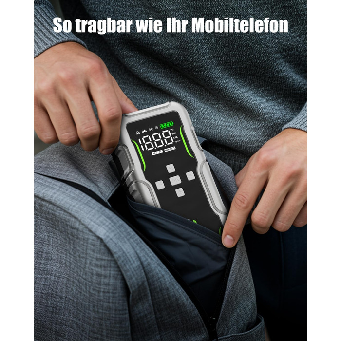 Powerbank VoltSurge 7000A з компресором та функцією запуску двигуна, 160PSI, для автомобілів (бензин та дизель до 10л), 12V, з LED-ліхтариком