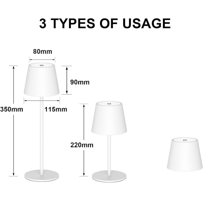 Акумуляторна LED-лампа Antela настільна бездротова диммерна, IP44, чорна, 2 шт. для дому/кафе/бару