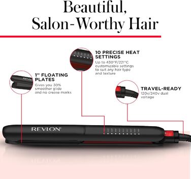 Revlon SmoothStay 25mm Coconut Oil Infused Flat Iron with Travel Pouch - RVST2211P