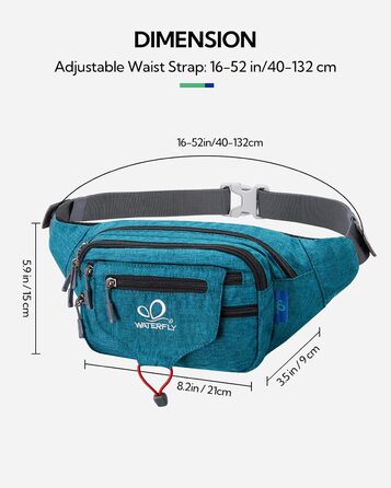 WATERFLY Поясна сумка на пояс для чоловіків та жінок, спортивна, для бігу, фітнесу, тренувань, подорожей (Блакитний павлін)
