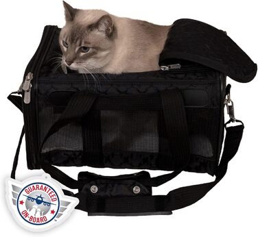 Транспортна переноска для тварин Sherpa Original Deluxe, розмір M (38x25x10 см), чорна, схвалена авіаперевізниками