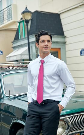 Краватка чоловіча Hisdern для весілля, рожева, з нагрудною хустинкою та затискачами для запонок - комплект