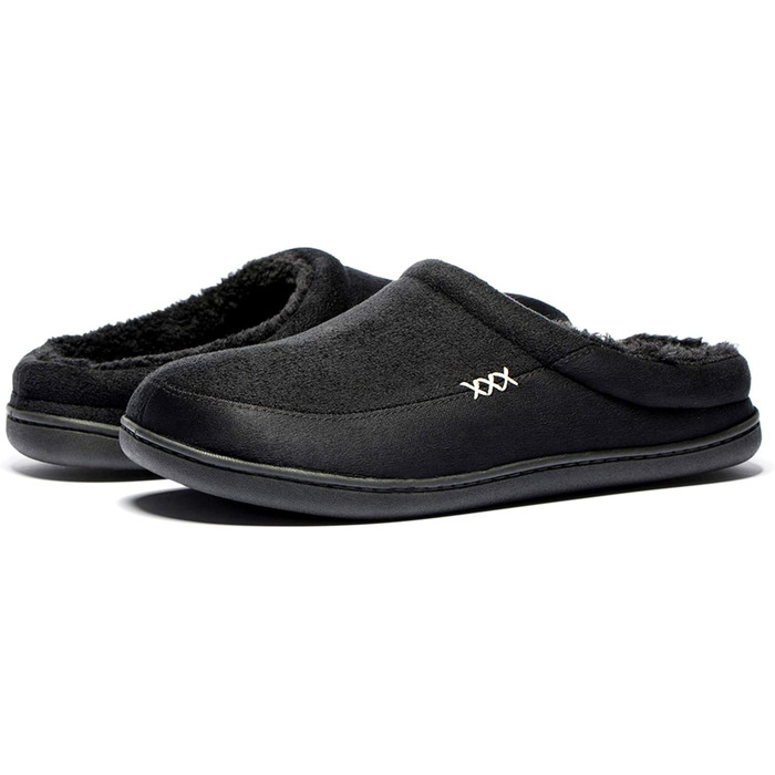 Чоловічі халапи NewDenBer з меморі-піною, теплі, зручні, зимові, з антиковзкою підошвою, чорні, 45/46 EU