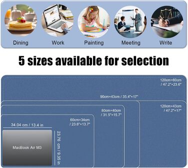 Підкладка під клавіатуру та мишу BLESWIN, антиковзаюча, 90x43 см, синій колір