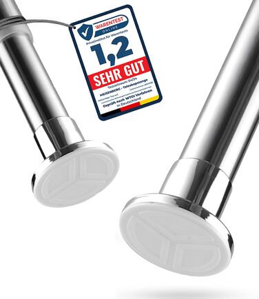 Штанга для душу без свердління 160-210 см, срібна, Ø 25 мм, телескопічна. Підходить для ванної, душу та перегородки. Штанга з нержавіючої сталі