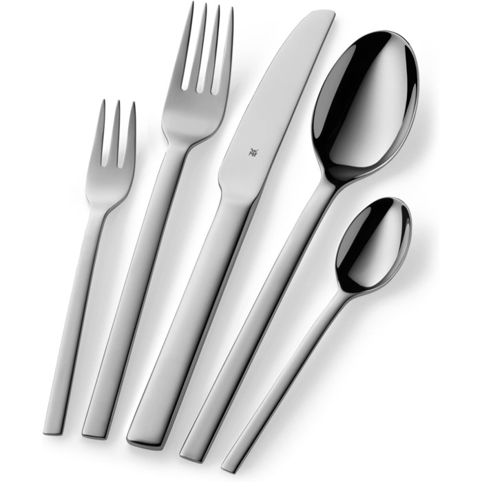 WMF Tavira Cutlery Set, 6 Persons, 30-Piece, Monobloc Knives, Cromargan Stainless Steel Polished, Shiny, Dishwasher Safe, 43 x 26.7 x 43 cm