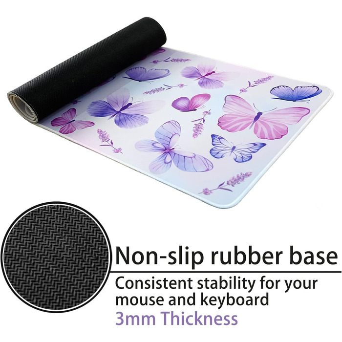 Килимок для миші з сакурою Sakura, чорний XL, великий, з квітами, 80 x 30 см, аксесуар для столу