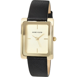 Жіночий шкіряний годинник Anne Klein у чорно-золотому кольорі