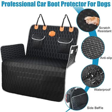Автоматичний килимок для собак OneAmg у машину, 182x101 см (Чорний) - захист заднього сидіння, з віконцем, бічними панелями та ременями безпеки