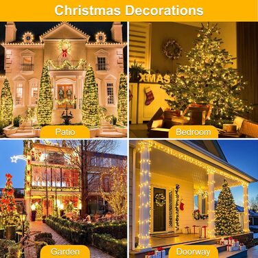 Гірлянда святкова на 10 метрів, 100 LED, з пультом, водонепроникна, 8 режимів. Ідеальна для декорування саду, тераси, балкону та святкових вечірок.