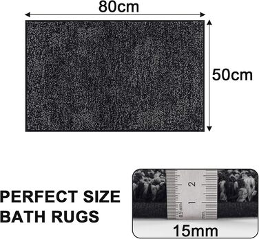 Килимок для дому та ванної кімнати SHACOS, 80 x 120 см, чорно-сірий, з антиковзаючою поверхнею