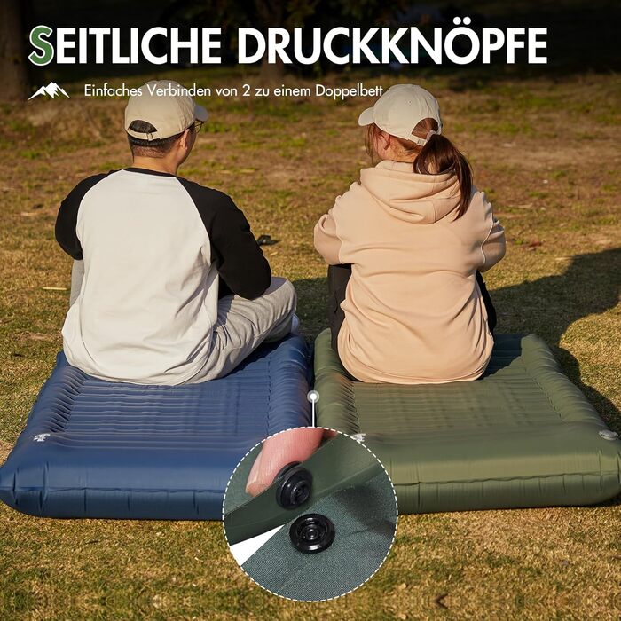 PORTAL Self-Inflating Camping Mat 10cm Thick Air Mattress Utraleicht with Foot Press Pump 18cm Thick Pillow Inflatable Mattress Outdoor Foldable Sleeping Mat 200*74cm for Camping Hiking Traveling
