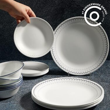 Сервіз Corelle на 6 осіб, 18 предметів, Vitrelle, морські смуги (синій, білий)