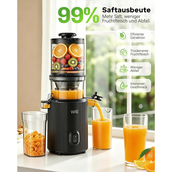 Шнекова соковижималка WIE 135мм Slow Juicer для цілих овочів та фруктів, ємність 2.6л