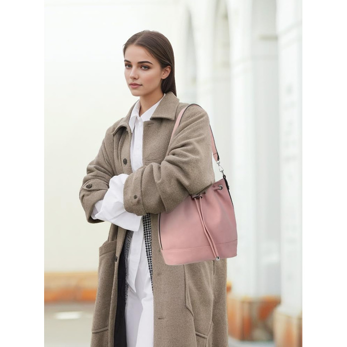 Сумка жіноча AFKOMST велика, м'яка, на плече з двома ремінцями (Рожева)