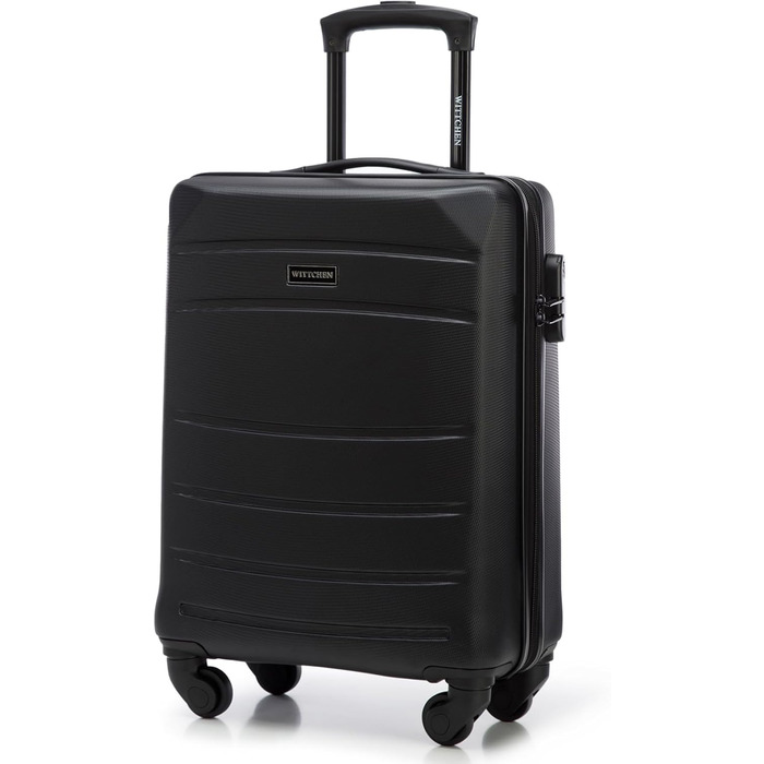 WITTCHEN Globe Line: Чемодан-ролер ручної поклажі з ABS, 4 колеса, кодовий замок, телескопічна ручка, чорний | Розмір S | Підходить для Lufthansa, Eurowings, Ryanair, Condor, Discover Airlines