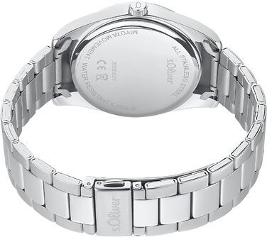 Годинник наручний s.Oliver для чоловіків, кварцовий, аналоговий, з браслетом з нержавіючої сталі, водостійкий 5 bar, подарункова коробка, сталь/блакитний