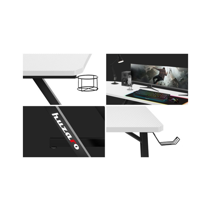 Кутовий ігровий стіл Huzaro HERO 7.0 з підстаканниками, білий