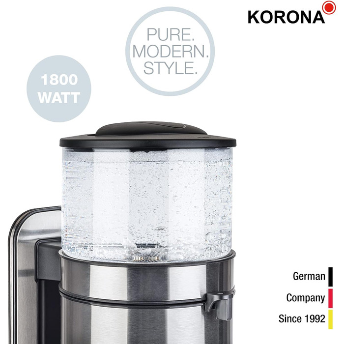 Кавоварка Korona 10295, нержавіюча сталь, 1,25 л, 1800 Вт, технологія проливного заварювання
