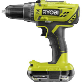 RYOBI 18V ONE+ акумуляторний ударний дриль-шуруповерт R18PD32-1C20G (2 швидкості, 50Nm, 24 ступ. крутного моменту, металевий патрон 13мм, 1x 2.0Ah акумулятор, зарядний пристрій) Generation 2 – безщітковий двигун