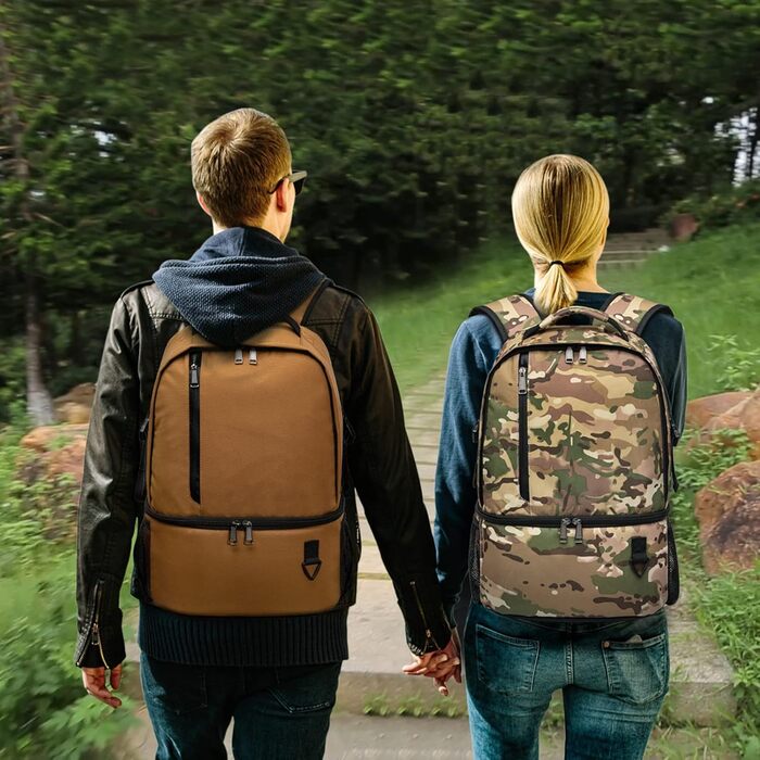28L Insulated Cooler Backpack - Double Layer Thermal Rucksack for Picnics, Camping, Travel (Brown)