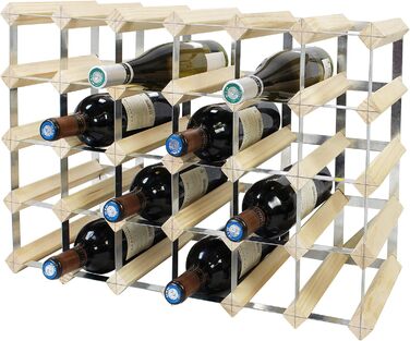 Todeco - Wine Rack, Bottle Rack, Wine Stand, Wine Holder, Wine Rack Wood for 30, Natural Wood