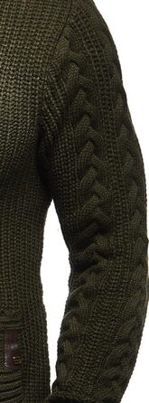 Чоловічий светр Leif Nelson з коміром-шарфом, Slim Fit, теплий, стильний, на осінь/зиму, чорний, хакі, LN7080