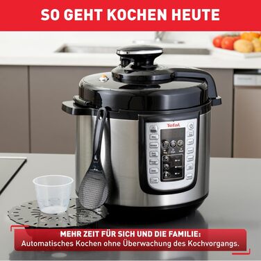Tefal CY505E Fast & Delicious Multicooker | Electric Pressure Cooker | 6 L Capacity | 25 Automatic Programs | Up to 80% Faster Cooking | Energy-Saving | Recipe Book | 1200 W | Stainless Steel