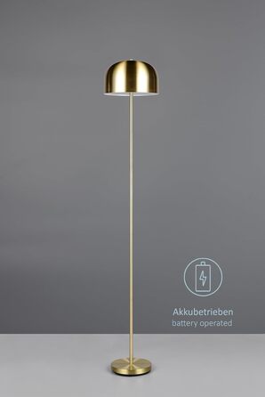 LED настільна лампа Julien, акумуляторна, USB-C, бездротова, диммування торканням, Ø 12 см, металева, 1,5W, матове латунь