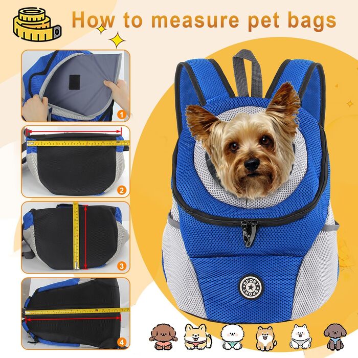 Шлейка для собак та цуценят, переноска-рюкзак, блакитна (L)