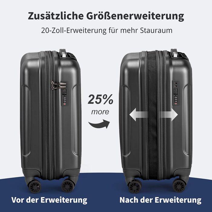 Набір валіз LALAHO 3 шт. з жорстким корпусом, великий дорожній набір валіз на колесах, ABS+PC, ручна поклажа, набір валіз з жорстким корпусом, м'ятно-зелений (чорний-2, набір валіз 2 шт.)